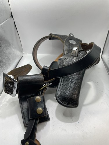 Vintage Bucheimer Clark B7A-44W Patrolman Duty Holster Snap Belt Revolver Black - Picture 8 of 8
