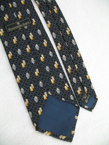 Ermenegildo Zegna Silk Tie: Black Print - Picture 3 of 5