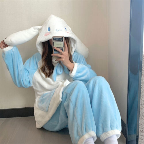 Cinnamoroll Hooded Pajamas Cartoon Thickened Winter Sleepwear Nightclothes Set - Picture 13 of 13
