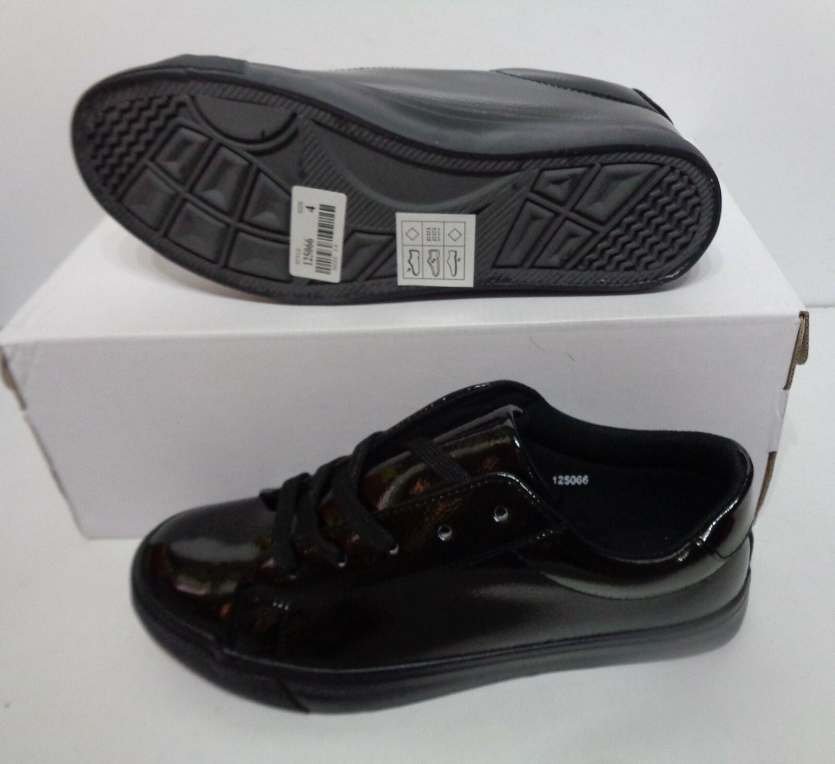 Ladies New Black Patent Comfort Womens Casual Trainers Work School Shoes Sizes