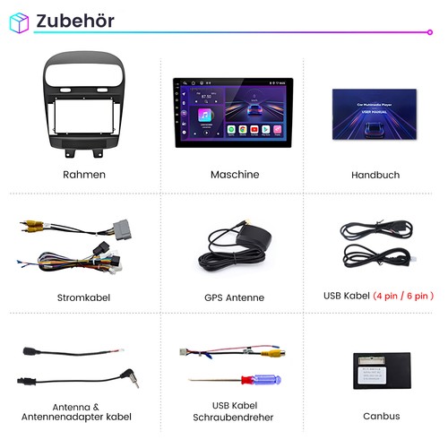 Radio de coche con pantalla táctil para Fiat Freemont 2012-2020 Android13 CarPlay BT Navi GPS - Imagen 13 de 13