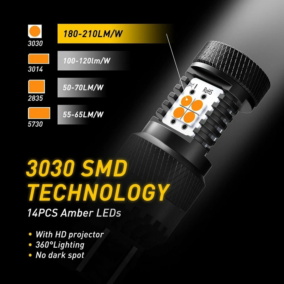 Luz LED para Honda Civic 2016-2020 intermitente delantero ámbar 7440 7443 7444 4300 k Foto 4 de 4