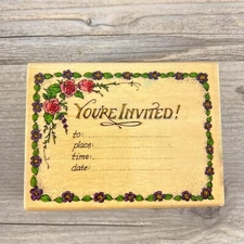 Rubber Stamp Holly Pond Hill K13287 Flowers Floral Invitation You're Invited