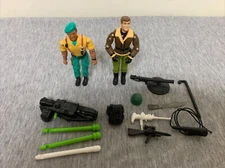 Vintage GI Joe Lanard the Corps KO & Genetal Flagg Action Fig. + Accessories Lot
