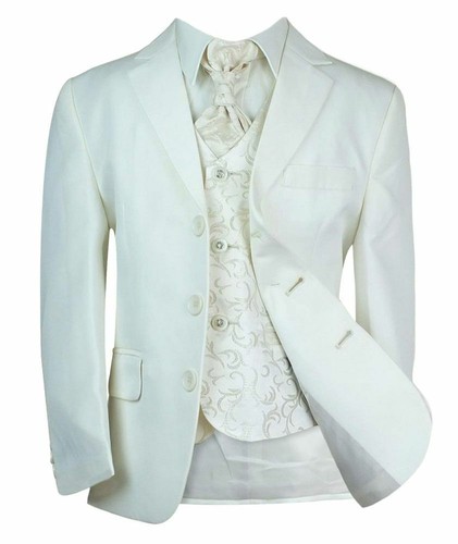 Traje de Boda Todo en Uno Blanco Marfil para Niños Pageboy 5 Piezas Primera Comunión Traje - Imagen 2 de 12