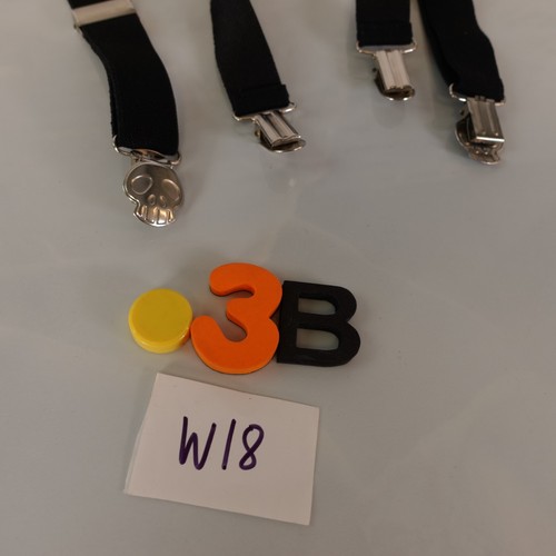 Boy Black X Back Classic Suspenders Solid Silver Skull Clip Adjustable Stretch - Picture 5 of 5