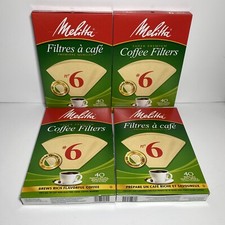 Melitta #6 Cone Coffee Filters, Natural Brown 40 Count Pack of 4 NOS SEALED NEW