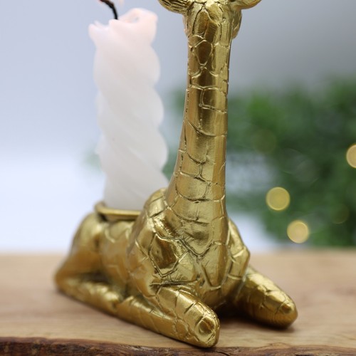 Gold Giraffe Animal Statue Candlestick Candle Holder Realistic Decor Ornament - Picture 2 of 6