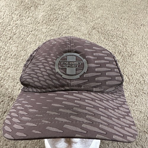 Vtg Polo Sport Ralph Lauren Hat Cap Adult Gray Strapback Geometric Logo Stretch - Picture 1 of 8