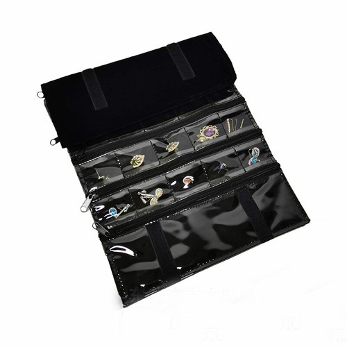 Portable Jewelry Organizer Roll Bag Travel Jewelry Case Earring Necklace Storage - Picture 3 of 26