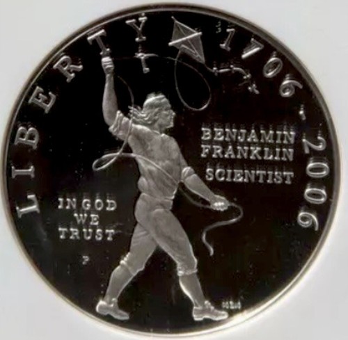 2006 BEN FRANKLIN SCIENTIST Silver Dollar NGC PF70💥FLAWLESS QUALITY💥 - Picture 3 of 5