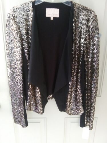 NWT Gibson Latimer Large Gold Sequin W/Black Blazer Jacket Open Front $99.00 - Picture 2 of 14