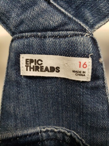 Epic Threads Womens Bib Capri Overalls Size 16 Girl Missy Blue Lace Up Bust - Picture 3 of 10