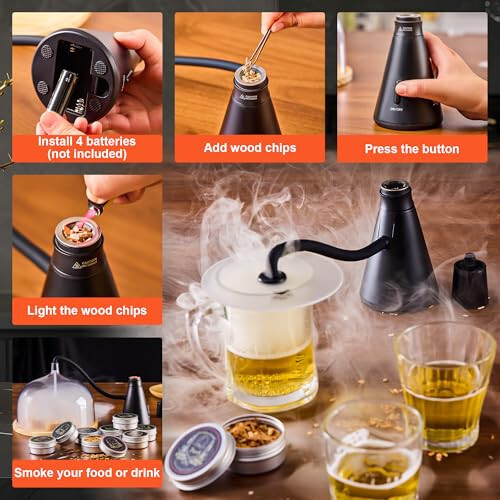Elegant Cocktail Smoker Kit - Complete Whiskey Drink Smoking Gun with 8 Flavors - Picture 5 of 7