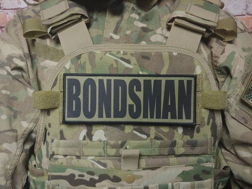 BONDSMAN 3X8 Negro sobre OD GreenPatch para agente de fianzas portador de placas - Imagen 2 de 3