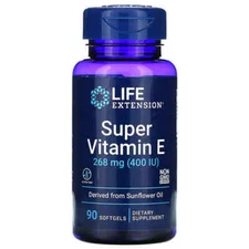 Life Extension Super Vitamin E  268mg 400 IU 90gels Non Synthetic  All Natural