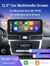 12.3" Wireless CarPlay Multimedia Touch Screen For Benz ML W166 GL X166 10-2019