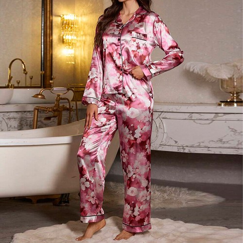 Pajamas Women's Long Sleeve Sleepwear Soft Button Down Loungewear Pjs Lounge Set - Picture 32 of 45