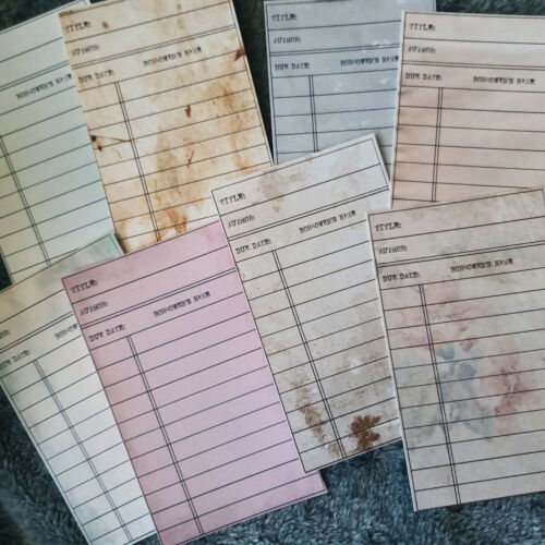 20 Retro Blank Library Cards Book Checkout Due Date Bookmark Craft Ephemera - Picture 3 of 5