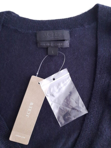 J CREW Womens Pullover Sweater Size L Blue Long Sleeve Classic V-Neck Cashmere - Picture 7 of 13