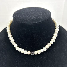 Suzanne Kalan Sterling Silver .925 U.S.A Pearl Jet Bead Necklace 15" in Length