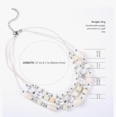 Necklace Chunky Layered Beaded Necklaces for Women Multi Strand - Picture 4 of 5