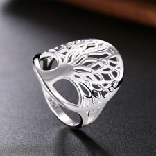 Elegant Tree of Life 925 Sterling Silver Charm New Fashion Jewelry Ring Size 9.5