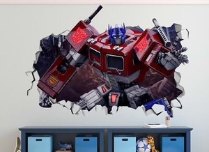 Optimus Prime Transformers 3D Torn Hole Ripped Wall Sticker Decal Art WT255 Optimus Prime Transformers 3D Torn Hole Ripped Wall Sticker Decal Art WT255