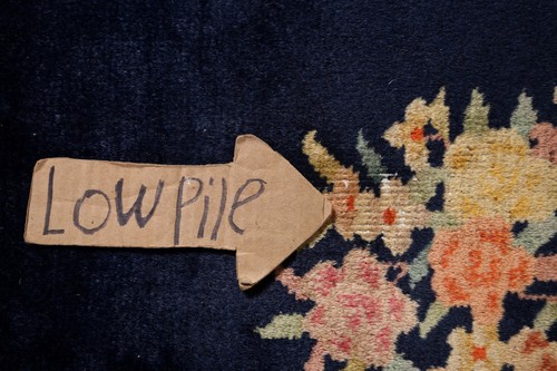 Navy Blue Floral Art Deco Chinese Accent Rug 2x4 Wool Hand-knotted Foyer Carpet - Picture 9 of 17