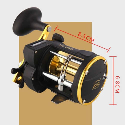 Right Hand Fishing Reel Rod Line Drum Sea Bait Casting Trolling Wheel w/Counter - Picture 3 of 13