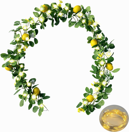 Upgraded Dense Artificial Lemon Garland with Lights Spring Summer Greenery Lemon - Picture 11 of 15