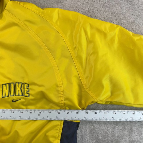 Vintage Nike Swoosh Jacket Youth Boys Medium 10-12 Yellow Fleece Lined FrontLogo - Picture 7 of 10