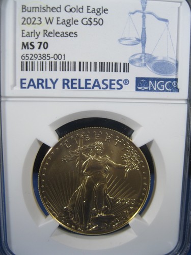 2023-W Burnished $50 American Gold Eagle NGC MS70 W/BOX AND COA EARLY RELEASE - Picture 2 of 4
