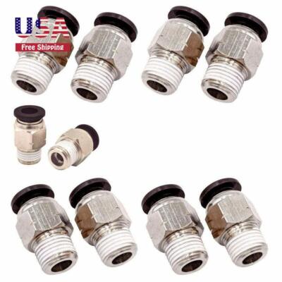 Pneumatic Push to Connect Air Pipe Fittings 6mm Tube OD x 1/8'' Male Thread 10Pcs