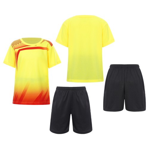 Kids Boys Outfit Elastic Waistband Shorts Football Jerseys Short Sleeve Soccer - Picture 26 of 89
