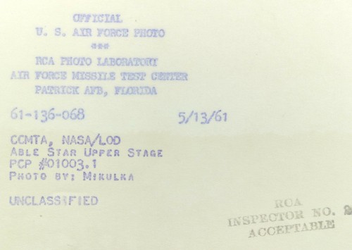 1961 Official US Air Force Photo Patrick AFB Able Star Upper Stage Aerojet Gen. - Picture 2 of 3