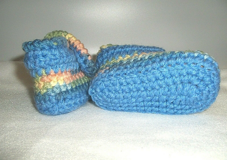 Crochet Hecho a Mano Bebé Zapatos Botines Niño Niña 0-6 Meses Azul Multi Foto 4 de 4