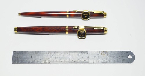 New Old Stock Parker 75 Schildpatt/Holz F/P & B/P Set 18kt MED Goldfeder & Box - Bild 3 von 8