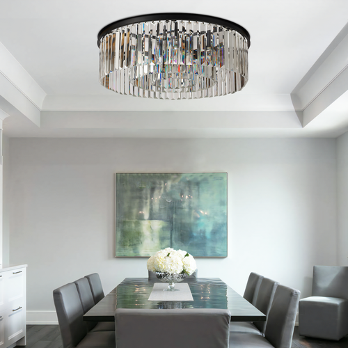 23.6" 9-Light Ceiling Lamp Modern Chandelier Flush Mount Crystal Ceiling Fixture - Bild 17 von 21