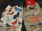 LOT OF TWO  PLUSH HAND CROCHETED TOP KITCHEN TOWELS DOGS 4th OF JULY SHADOWS