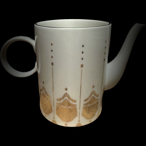 ANTHROPOLOGIE Michele Teapot Ivory GOLD Accents Replacement Tea Pot NO LID - Picture 2 of 22
