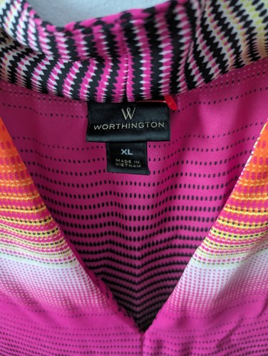 Worthington Tunic V Neck Tank Top Striped 70s Women Sz XL Summer Flowy Loose EUC - Bild 3 von 3