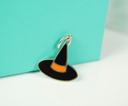 Tiffany & Co. Orange & Black Enamel Witch Hat Char