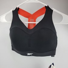 Reebok Womens Puremove Black Orange Comfort Racerback Sports Bra Size Small