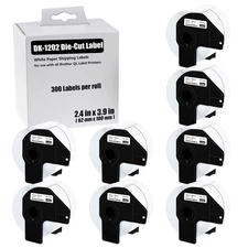 8Rolls Replace for Brother DK-1202 Shipping Labels 2.4" x 3.9" 300 Labels/Roll