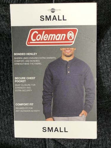 Coleman Bonded Henley Sweater Mens Small Charcoal Heather Sherpa Lined Pullover - Picture 4 of 10