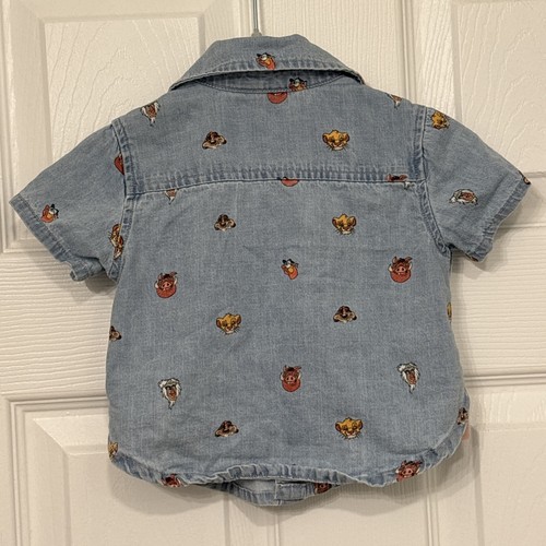 Disney The Lion King Button Up Demin Shirt 3-6 Months Baby Simba Timon Pumbaa - Picture 5 of 12