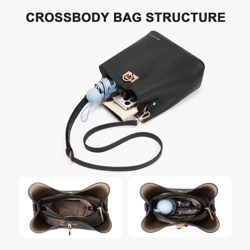 Crossbody Bucket Shoulder Bags for Women Vegan Leather Purse Cross Body Handb... - Picture 3 of 6