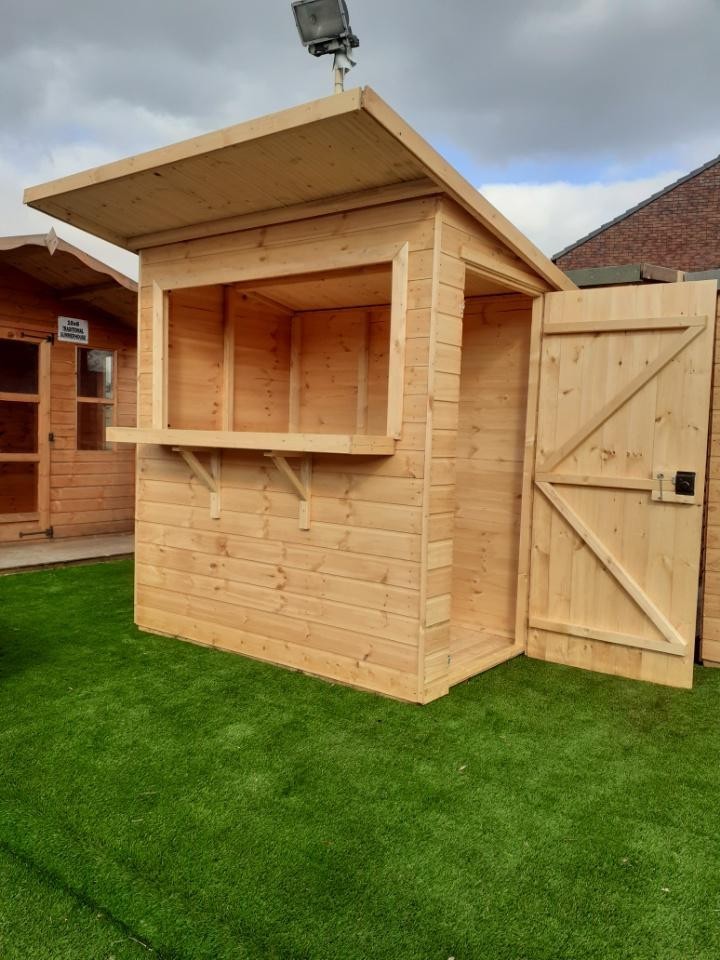 Pinelap Garden Bar Pent Shed Locking Pub Outdoor Serving Kiosk 12mm Fully T&G