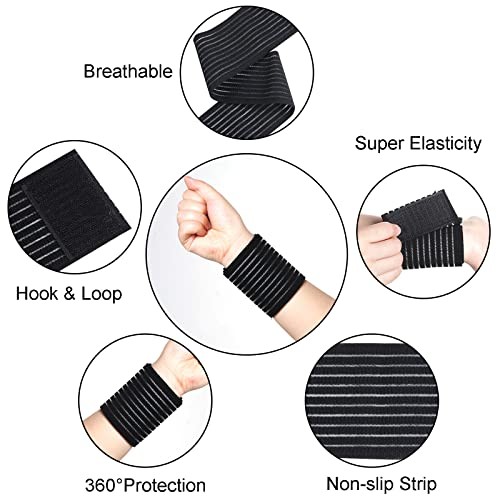 Rbenxia 4 Stück schwarze elastische Handgelenk Kompressions Bandage verstellbar Handgelenk - Bild 3 von 7